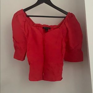 Something Navy red puff sleeve top